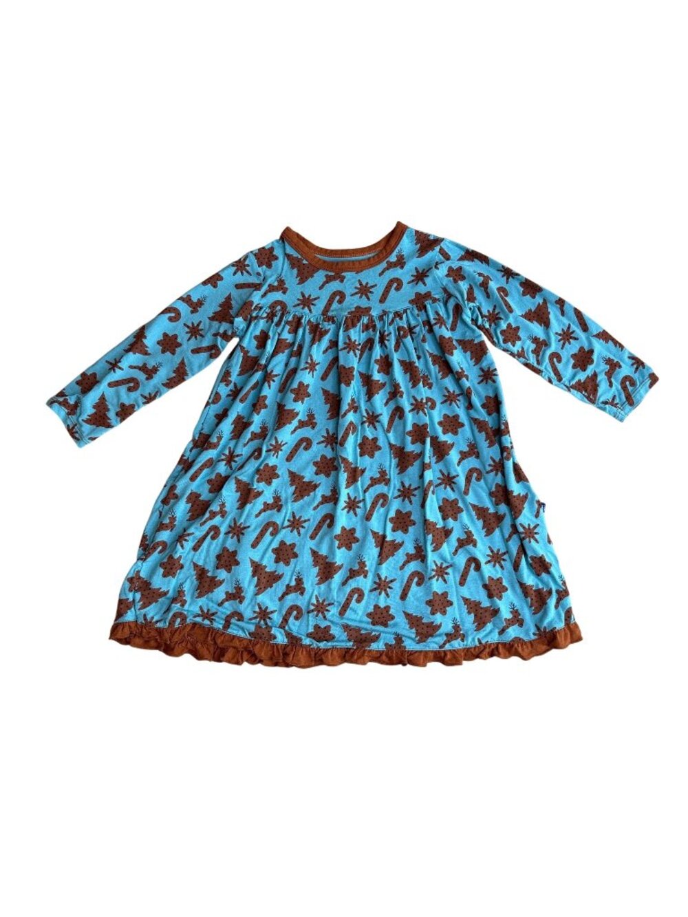 NWT 4T Kickee Pants Holiday Classic Long Sleeve Swing Dress Christmas Cookies